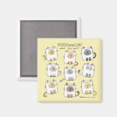 Aimant MARSHmeowLOWS Jeu de mots fantasques Chat Marshmal (Recto/Verso)