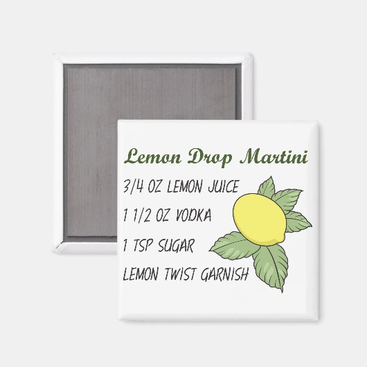 Aimant Martini à la goutte de citron (Recto/Verso)