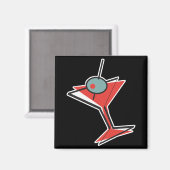 Aimant martini à l'olive rétro (Recto/Verso)