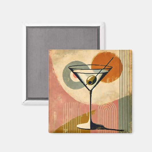 Aimant Martini d'art moderne du milieu du siècle (Recto/Verso)