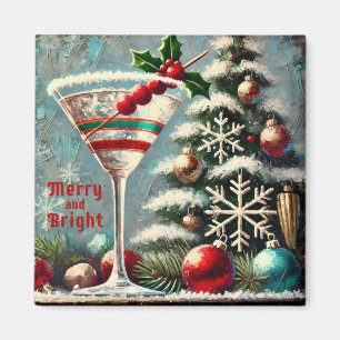 Aimant Martini de Noël Retro les années 50 Cranberry