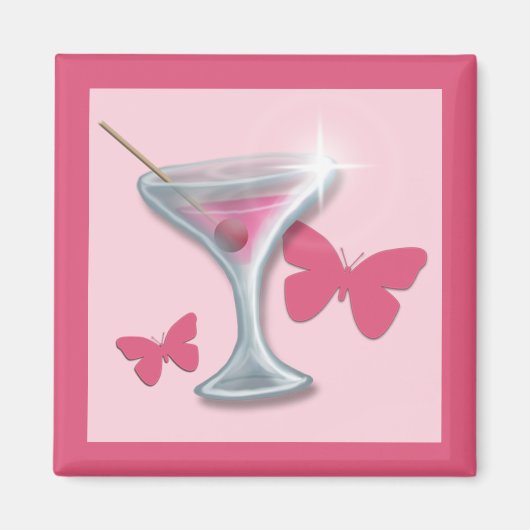 Aimant Martini papillon rose (Devant)