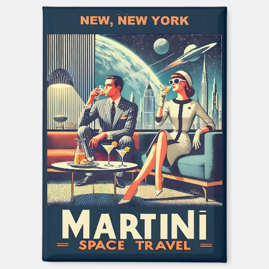 Aimant Martini Space Travel Affiches New York (Recto)