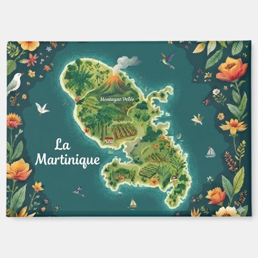 Aimant Martinique – Illustrated Island Map (Recto)