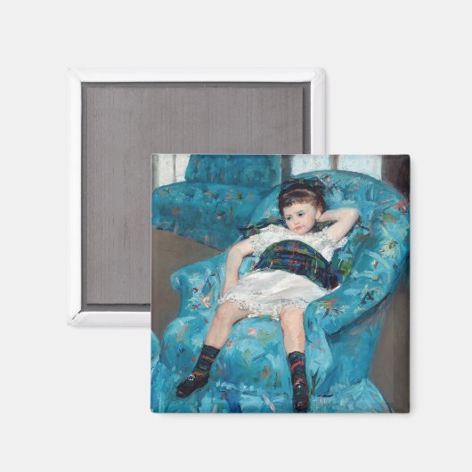 Aimant Mary Cassatt - Petite fille dans un fauteuil bleu (Recto/Verso)