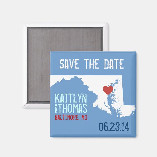 Aimant Maryland Enregistrer la date - Ville personnalisab (Recto/Verso)