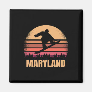 Aimant Maryland Snowboard Vintage Md Snow Boarder Retr