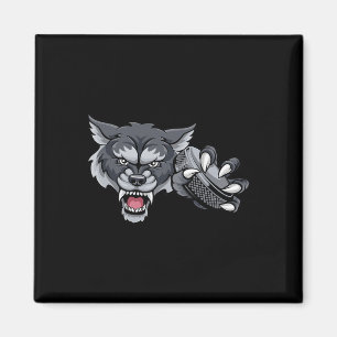Aimant Mascotte de l'équipe de loups de sport de dessin a