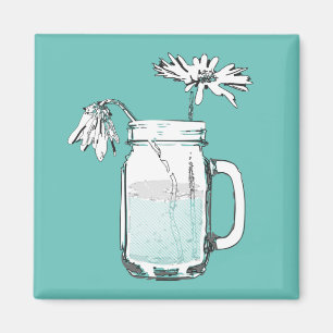 Aimant mason jar daisies