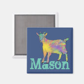 Aimant Mason Starburst Chèvre coloré mignon art animal (Recto/Verso)