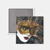 Aimant Masque de carnaval noir et or par PSOVART (Recto/Verso)
