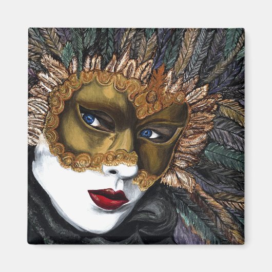 Aimant Masque de carnaval noir et or par PSOVART (Devant)