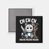 Aimant Masque de chat Ch Ch Ch Meow Meow Drôle d'Hallowee (Recto/Verso)