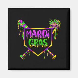 Aimant Masque de fête de carnaval Mardi Gras de baseball