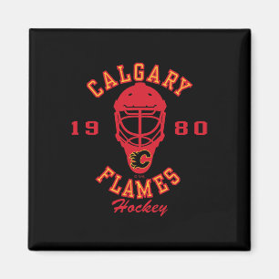 Aimant Masque de hockey des Flames de Calgary Blanc Offic