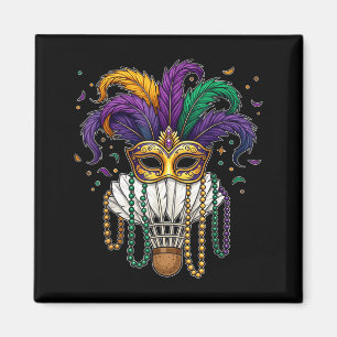 Aimant Masque de Mardi Gras de badminton drôle perles pou