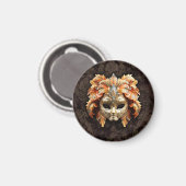 Aimant Masque Lion Doré avec plumes orange (Recto/Verso)