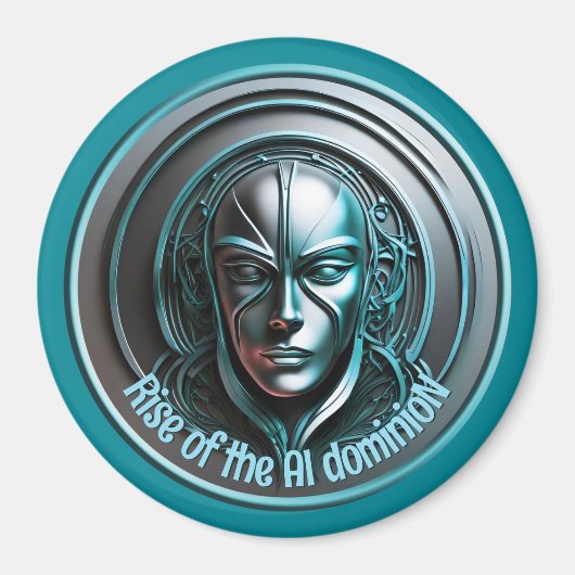 Aimant Masque robotique bleu - Montée de l'AI dominioN (Devant)