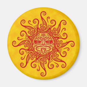 Aimant Masque rouge et jaune de Sun