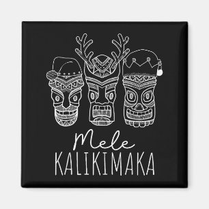 Aimant Masque Tiki Noël hawaïen Mele Kalikimaka Santa