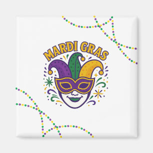 Aimant Masque traditionnel aux couleurs du Mardi Gras