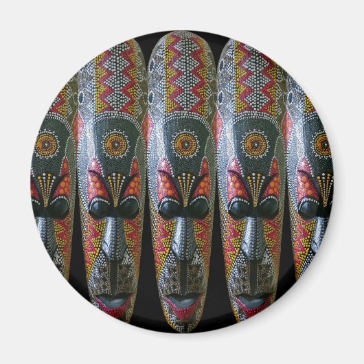 Aimant Masque tribal africain peint à la main (Devant)