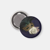 Aimant Masque vénitien avec Rose blanche (Recto/Verso)