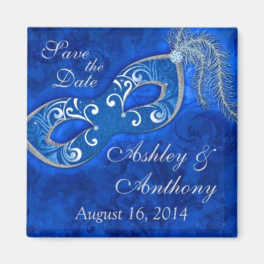 Aimant Masquerade Ball Mardi Gras Mariage Enregistrer la  (Devant)