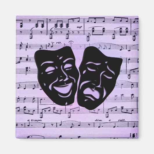 Aimant Masques de musique et de théâtre violets (Devant)