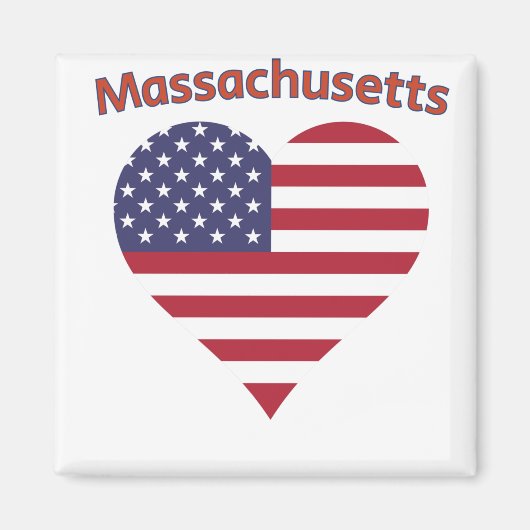 Aimant Massachusetts American Flag Heart (Devant)