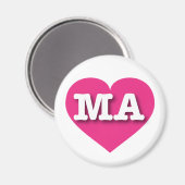 Aimant Massachusetts Coeur rose chaud - J'aime MA (Recto/Verso)