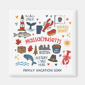 Aimant Massachusetts Family Trip Keepsake Custom (Devant)