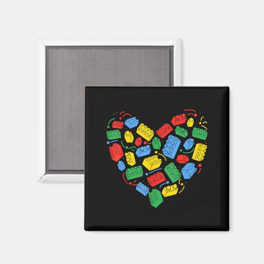 Aimant Master Builder Block Brick Building Heart Valentin (Recto/Verso)