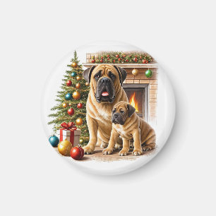 Aimant Mastiff Dogue de Bordeaux cheminée Noël