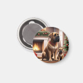 Aimant Mastiff Dogue de Noël Cheminée (Recto/Verso)