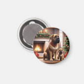 Aimant Mastiff Dogue de Noël Cheminée (Recto/Verso)