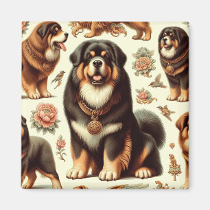 Aimant Mastiff Tibétain vintage Peinture sans joint