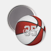 Aimant match de l'équipe de basket-ball blanc rouge (Recto/Verso)
