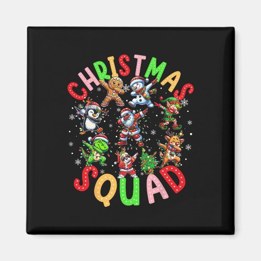 Aimant Match de Noël 2024 de l'équipe Père Noël Elf Squad (Devant)