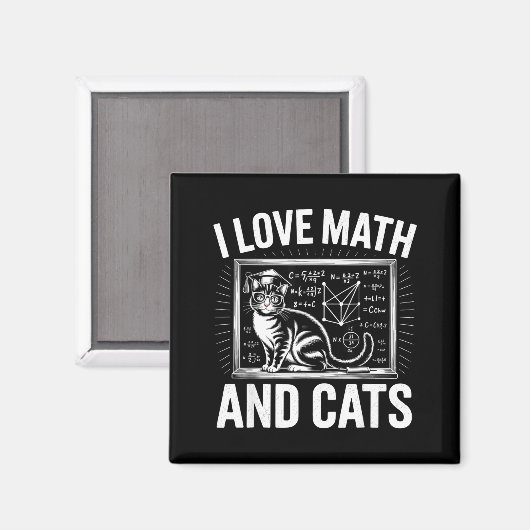 Aimant Math Cat Lover Funny Math Teacher I Love Math And (Recto/Verso)