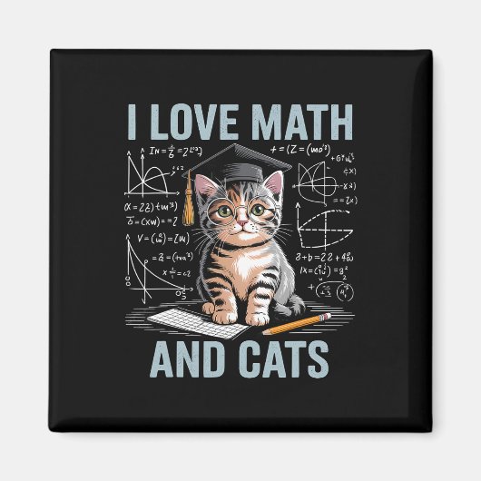 Aimant Math Cat Lover Funny Math Teacher I Love Math And (Devant)