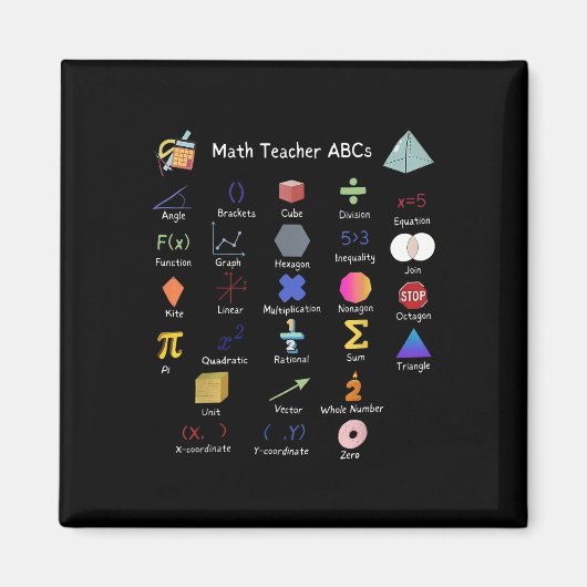 Aimant Math Enseignant Abcs Alphabet Enseignant pédagogiq (Devant)