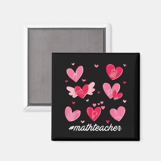 Aimant Math Teacher Heart Valentines Day Mathematics Teac (Recto/Verso)