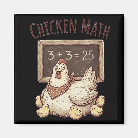 Aimant Mathématiques de poulet Équation drôle de tableau  (Devant)