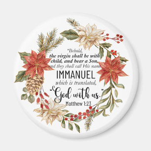 Aimant Matthieu 1:23 Emmanuel Dieu avec nous Noël Floral