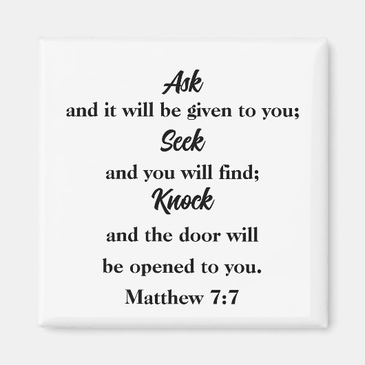 Aimant Matthieu 7:7 Poser Chercher Knock Bible Verse (Devant)