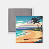 Aimant Maui Hawaii Kaanapali Beach Rétro Vintage (Recto/Verso)
