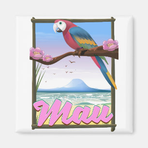 Aimant Maui Hawaii perroquet affiche de voyage tropicale