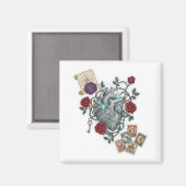 Aimant Mechanical Heart with Roses – Vintage Surreal Art (Recto/Verso)