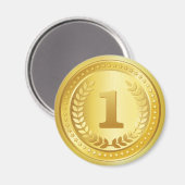 Aimant Médaille d'or 1ère place bouton gagnant (Recto/Verso)